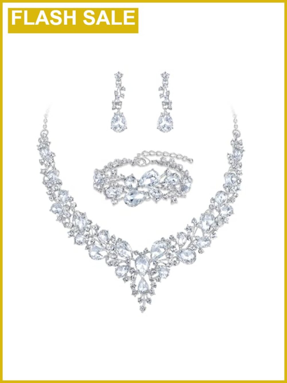 Bridal Wedding Jewelry Set Austrian Crystal Necklace Earrings Bracelet